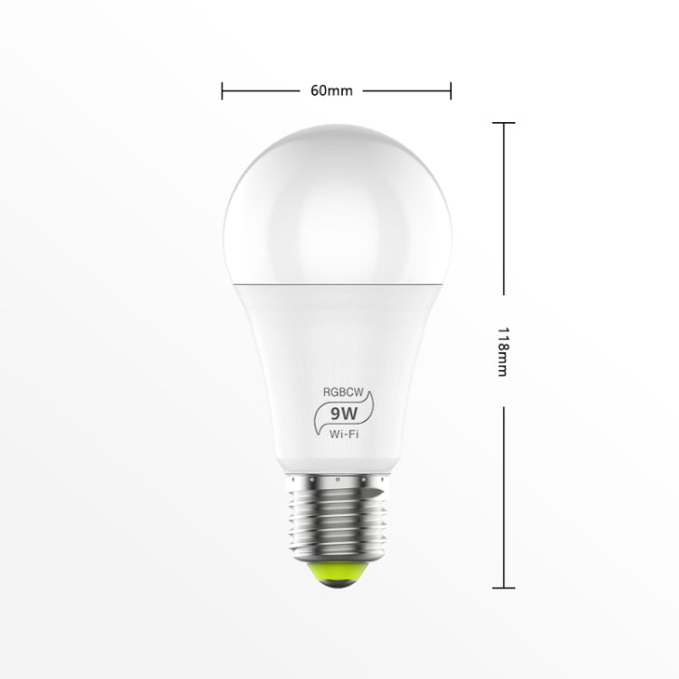 Lampadina intelligente LED WIFI E27 RGBCW da 9 W. Luce per automazione domestica intelligente senza fili, 220V