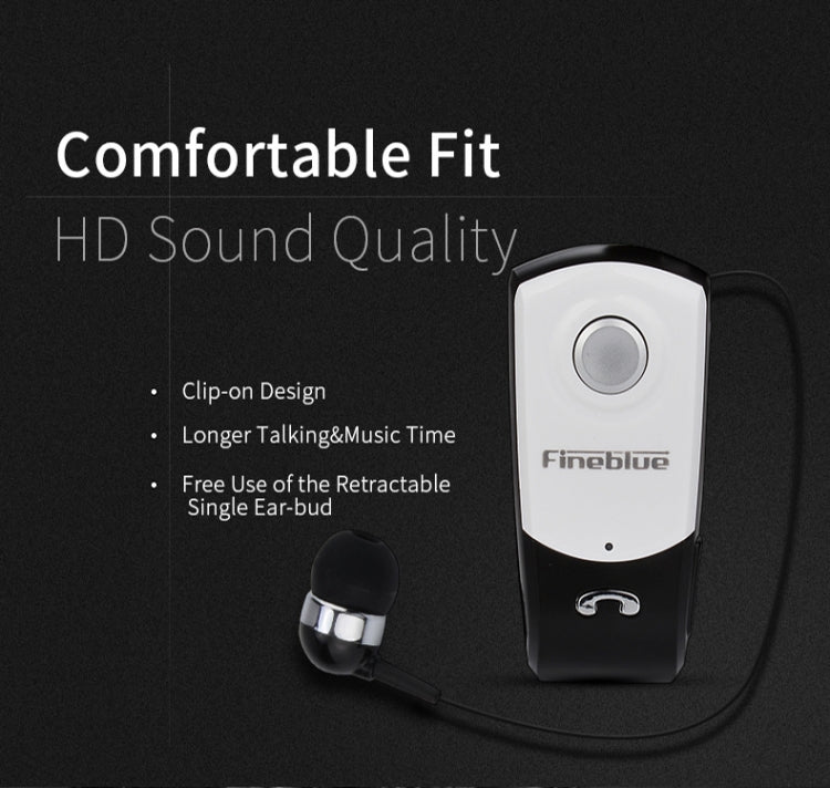F960 CSR4.1 Auricolare Bluetooth antifurto con promemoria di vibrazione del chiamante con cavo retrattile, Black, White, Gold, Silver