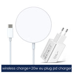 XJ-31 Caricabatterie wireless magnetico 2 in 1 da 15 W + set caricabatterie da viaggio PD 20 W USB-C / Type-C per iPhone serie 12, EU Plug, US Plug, UK Plug