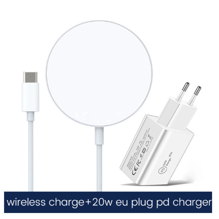 XJ-31 Caricabatterie wireless magnetico 2 in 1 da 15 W + set caricabatterie da viaggio PD 20 W USB-C / Type-C per iPhone serie 12, EU Plug, US Plug, UK Plug
