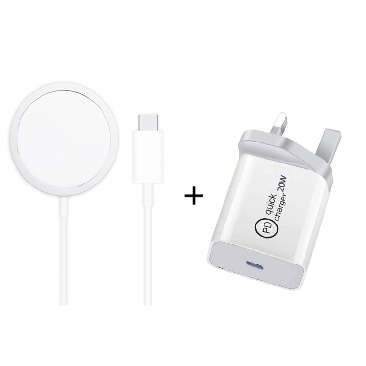 XJ-31 Caricabatterie wireless magnetico 2 in 1 da 15 W + set caricabatterie da viaggio PD 20 W USB-C / Type-C per iPhone serie 12, EU Plug, US Plug, UK Plug