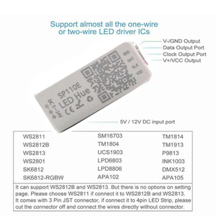 SP110E Bluetooth Regolatore di luce Pixel WS2811 WS2812B ws2812 dimmer SK6812 RGB RGBW APA102 WS2801 pixel Striscia Led IOS Android