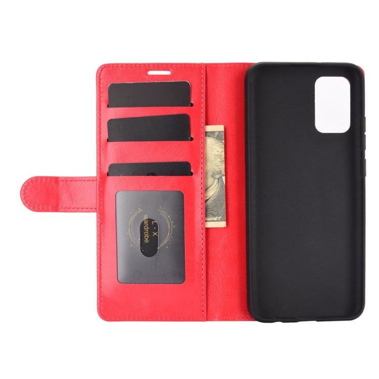Per Samsung Galaxy A02s R64 Texture Custodia protettiva a vibrazione orizzontale singola con supporto e slot per schede e portafoglio e cornice per foto, For Samsung Galaxy A02s (EU Version)