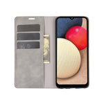 Per Samsung Galaxy A02s Retro-skin Business Custodia in pelle con ventosa magnetica con supporto e slot per carte e portafoglio, For Galaxy A02s (EU Version)