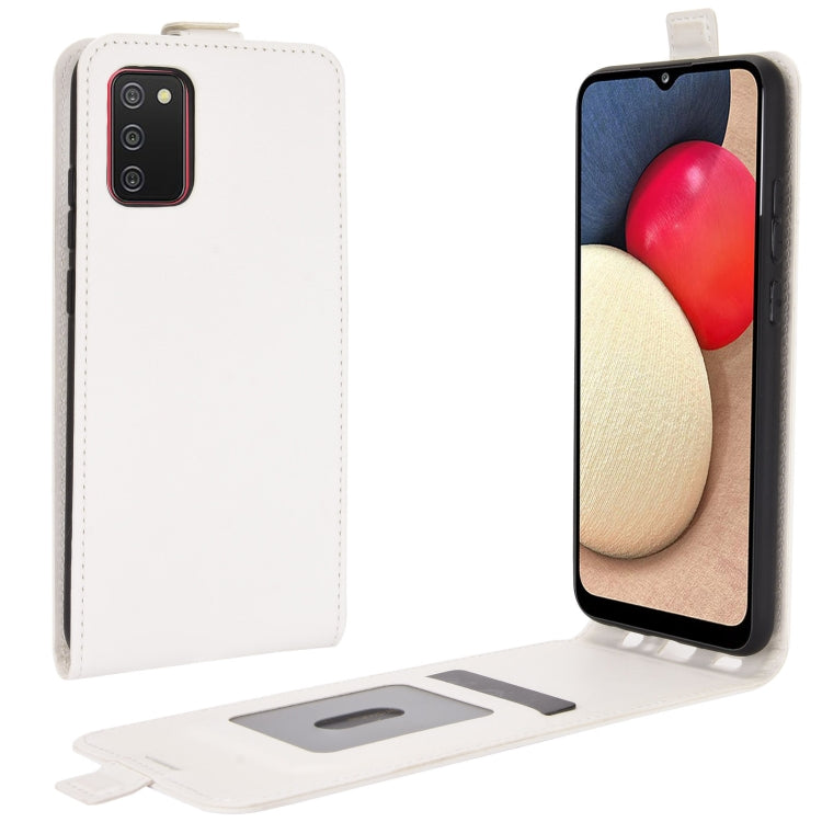 Per Samsung Galaxy A02s R64 Texture Custodia protettiva in pelle a vibrazione verticale singola con slot per schede e cornice per foto, For Galaxy A02s (EU Version)