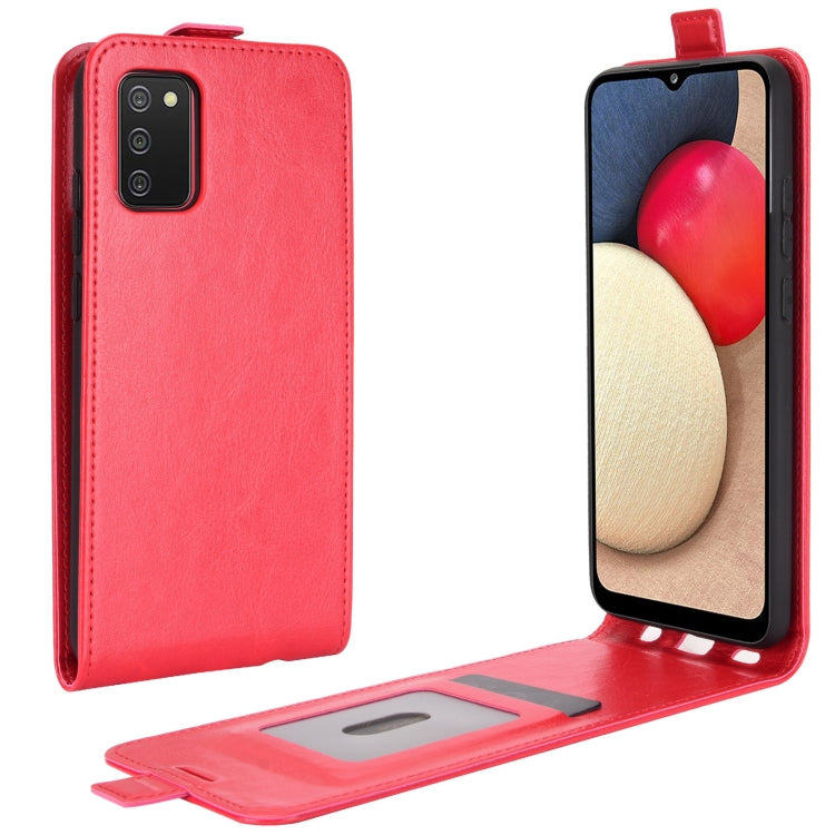 Per Samsung Galaxy A02s R64 Texture Custodia protettiva in pelle a vibrazione verticale singola con slot per schede e cornice per foto, For Galaxy A02s (EU Version)