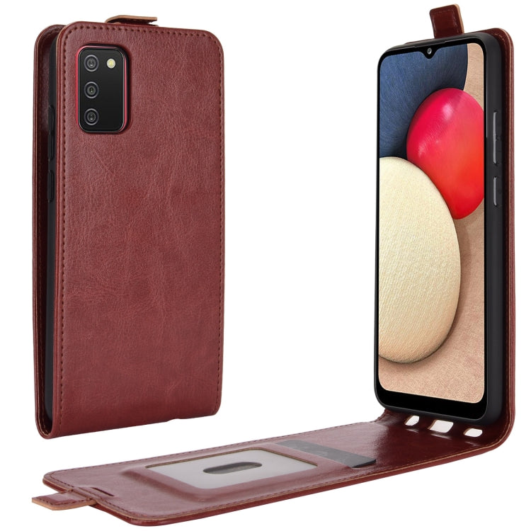 Per Samsung Galaxy A02s R64 Texture Custodia protettiva in pelle a vibrazione verticale singola con slot per schede e cornice per foto, For Galaxy A02s (EU Version)