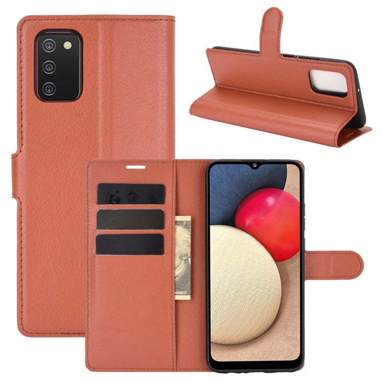 Per Samsung Galaxy A02s Litchi Texture Custodia protettiva a vibrazione orizzontale con supporto, slot per schede e portafoglio, For Galaxy A02s (EU Version), For Galaxy A02s