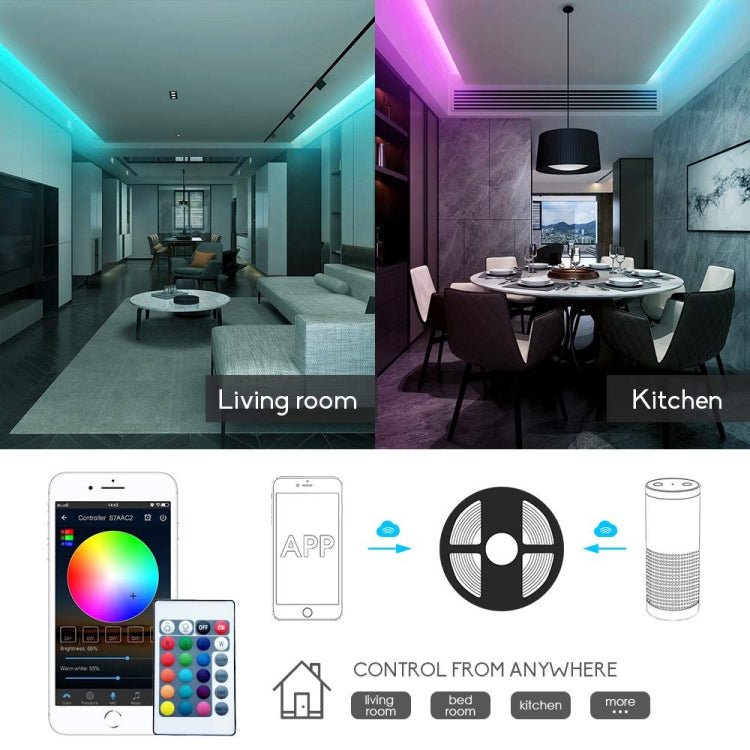 Striscia LED con uscita a 2 vie APP Controller Smart Wifi LED RGB con telecomando IR 24 tasti, 5-24 V
