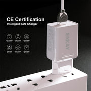 ENKAY Hat-Prince T003-1 Adattatore di alimentazione per caricabatterie da viaggio doppio USB 10,5 W 2,1 A per Huawei / Xiaomi / Samsung, presa europea