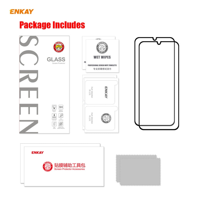 2 PZ ENKAY Hat-Prince Full Glue 0.26mm 9H 2.5D Pellicola a copertura totale in vetro temperato, For Huawei Nova 8 SE, For Samsung Galaxy A12(2 PCS), For OnePlus Nord N10 5G, For OnePlus Nord N100