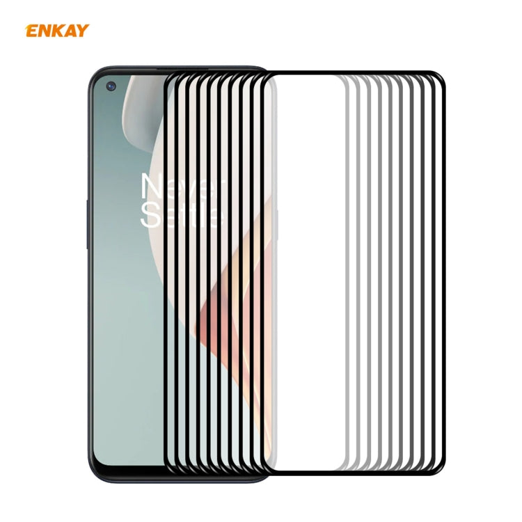 10 PZ ENKAY Hat-Prince Full Glue 0.26mm 9H 2.5D Pellicola a copertura totale in vetro temperato, For Huawei Nova 8 SE, For Samsung Galaxy A12, For OnePlus Nord N10 5G, For OnePlus Nord N100