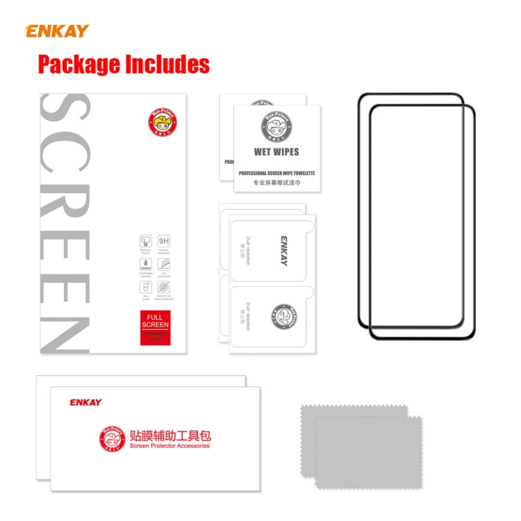 2 PZ ENKAY Hat-Prince Anti-drop Full Glue Vetro temperato Pellicola a schermo intero Protezione anti-caduta, For Motorola Moto G9 Plus, For Motorola Moto G9 / G9 Play, For Samsung Galaxy A12, For Xiaomi Mi 10T 5G