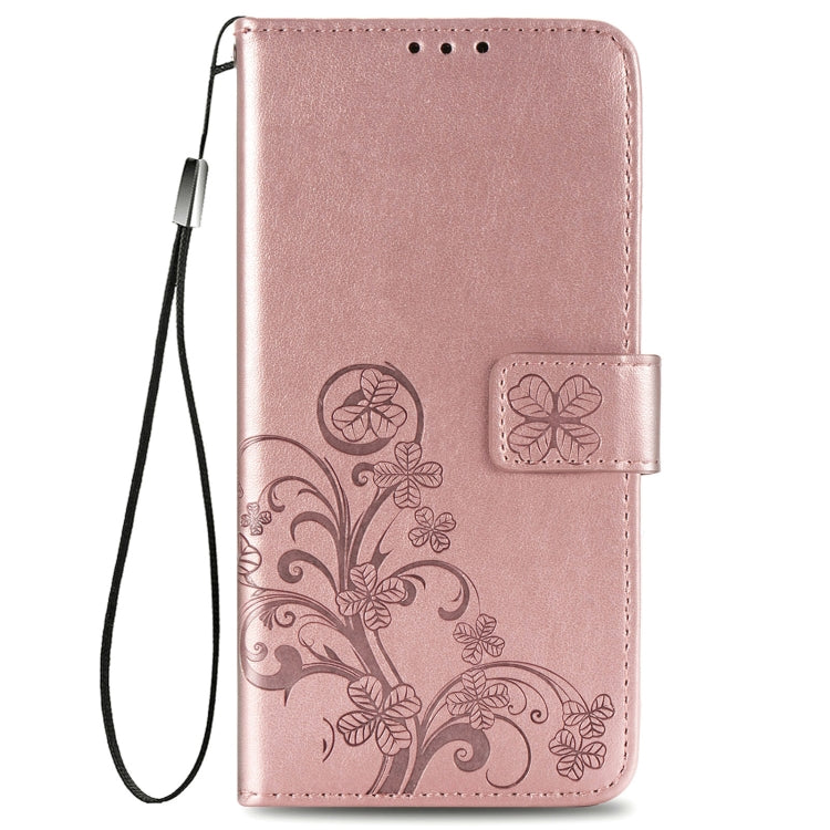 Custodia in pelle con protezione per telefono cellulare con fibbia in rilievo con chiusura a quattro foglie con cordino e slot per schede e portafoglio e funzione staffa, For Samsung Galaxy S21+ 5G, For Samsung Galaxy S21 5G                            ...