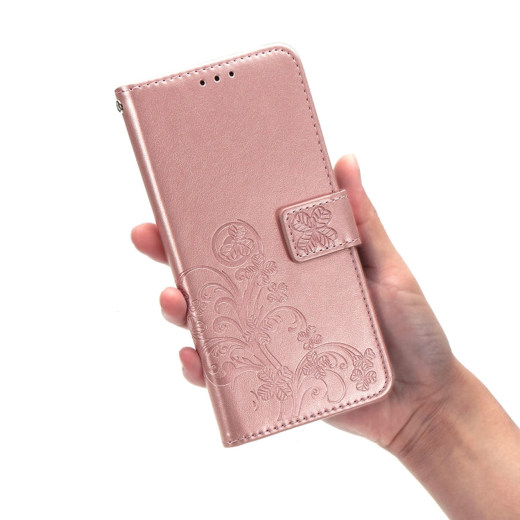 Custodia in pelle con protezione per telefono cellulare con fibbia in rilievo con chiusura a quattro foglie con cordino e slot per schede e portafoglio e funzione staffa, For Samsung Galaxy S21+ 5G, For Samsung Galaxy S21 5G                            ...