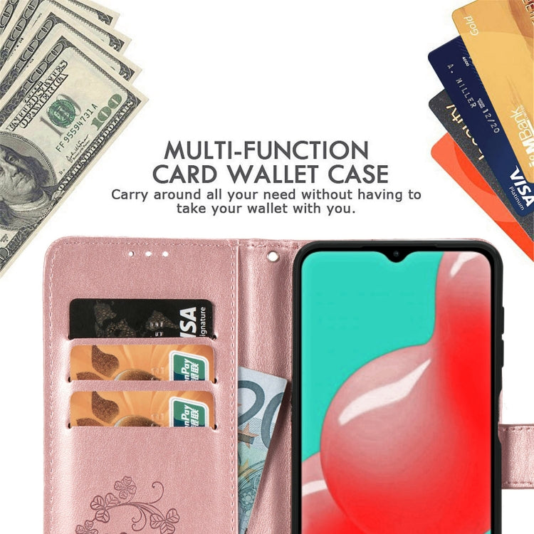 Custodia in pelle con protezione per telefono cellulare con fibbia in rilievo con chiusura a quattro foglie con cordino e slot per schede e portafoglio e funzione staffa, For Samsung Galaxy S21+ 5G, For Samsung Galaxy S21 5G                            ...