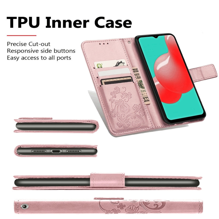 Custodia in pelle con protezione per telefono cellulare con fibbia in rilievo con chiusura a quattro foglie con cordino e slot per schede e portafoglio e funzione staffa, For Samsung Galaxy S21+ 5G, For Samsung Galaxy S21 5G                            ...