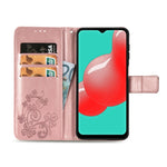 Custodia in pelle con protezione per telefono cellulare con fibbia in rilievo con chiusura a quattro foglie con cordino e slot per schede e portafoglio e funzione staffa, For Samsung Galaxy S21+ 5G, For Samsung Galaxy S21 5G                            ...