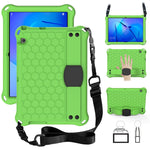 Design a nido d'ape Materiale EVA + PC Guscio protettivo piatto anticaduta a quattro angoli con cinturino, For Huawei MediaPad T3 10