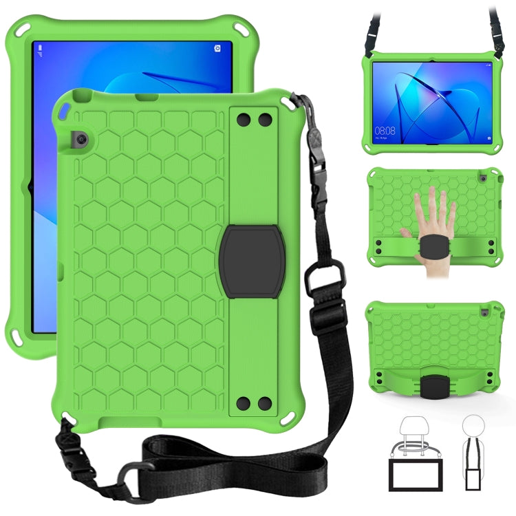 Design a nido d'ape Materiale EVA + PC Guscio protettivo piatto anticaduta a quattro angoli con cinturino, For Huawei MediaPad T3 10
