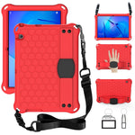 Design a nido d'ape Materiale EVA + PC Guscio protettivo piatto anticaduta a quattro angoli con cinturino, For Huawei MediaPad T3 10