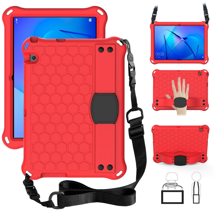 Design a nido d'ape Materiale EVA + PC Guscio protettivo piatto anticaduta a quattro angoli con cinturino, For Huawei MediaPad T3 10