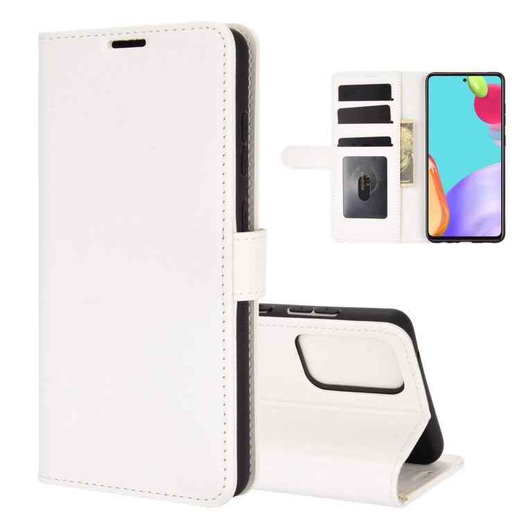 Per Samsung Galaxy A52 5G R64 Texture Custodia protettiva a vibrazione orizzontale singola con supporto e slot per schede e portafogli e cornice per foto, For Samsung Galaxy A52 5G