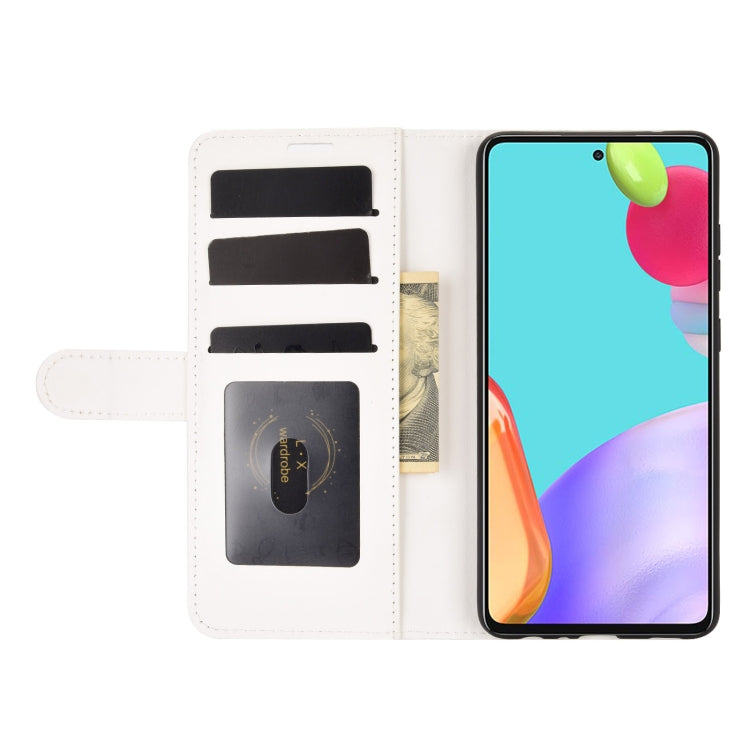 Per Samsung Galaxy A52 5G R64 Texture Custodia protettiva a vibrazione orizzontale singola con supporto e slot per schede e portafogli e cornice per foto, For Samsung Galaxy A52 5G