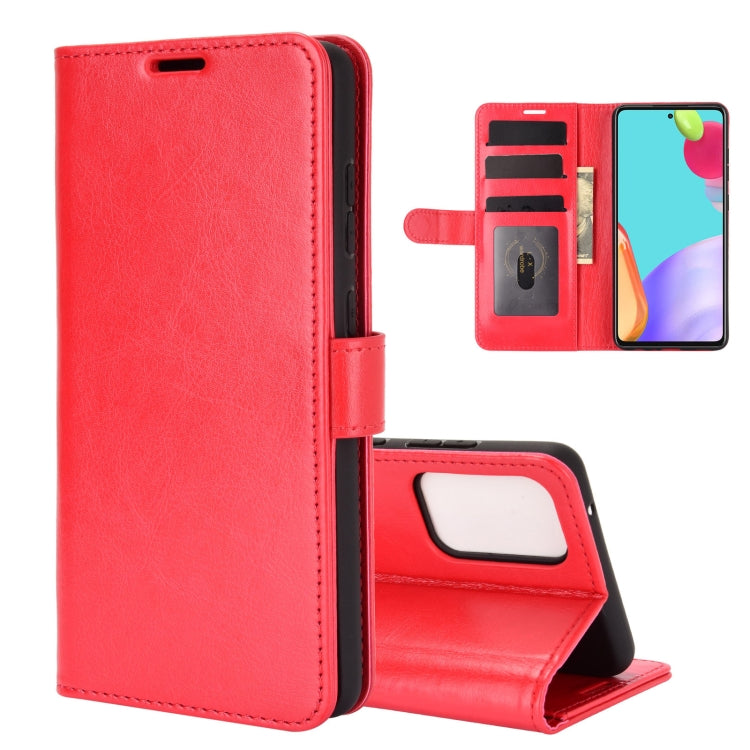 Per Samsung Galaxy A52 5G R64 Texture Custodia protettiva a vibrazione orizzontale singola con supporto e slot per schede e portafogli e cornice per foto, For Samsung Galaxy A52 5G