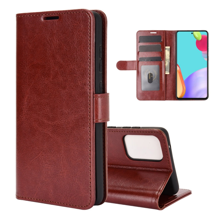 Per Samsung Galaxy A52 5G R64 Texture Custodia protettiva a vibrazione orizzontale singola con supporto e slot per schede e portafogli e cornice per foto, For Samsung Galaxy A52 5G