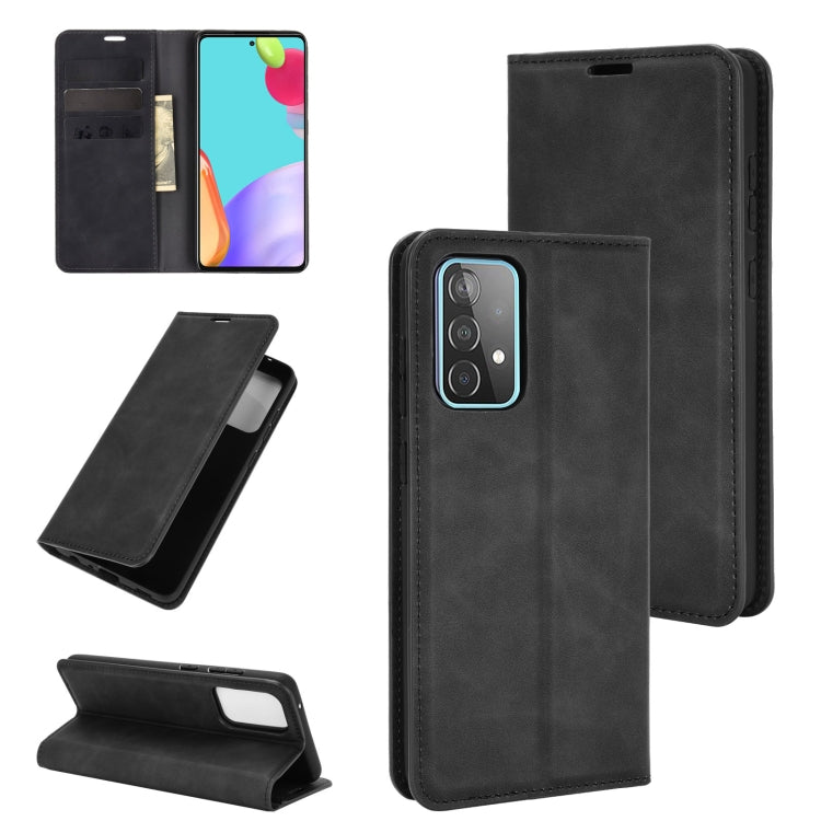 Per Samsung Galaxy A52 5G Custodia in pelle con ventosa magnetica per affari retro-pelle con supporto, slot per carte e portafoglio, For Galaxy A52 5G