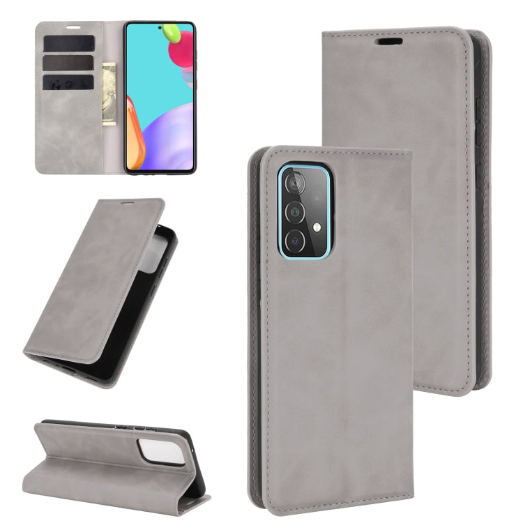 Per Samsung Galaxy A52 5G Custodia in pelle con ventosa magnetica per affari retro-pelle con supporto, slot per carte e portafoglio, For Galaxy A52 5G