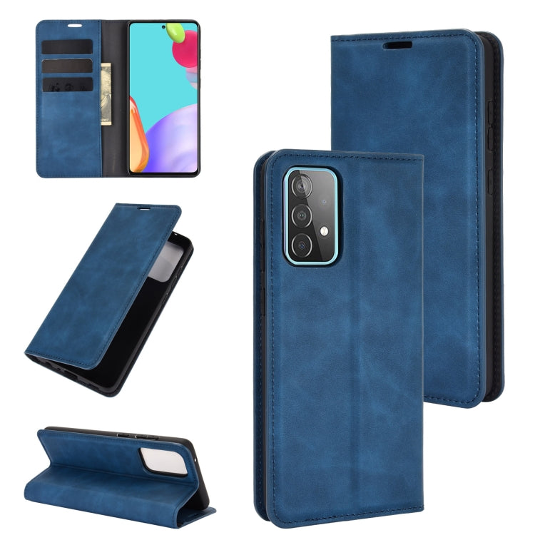Per Samsung Galaxy A52 5G Custodia in pelle con ventosa magnetica per affari retro-pelle con supporto, slot per carte e portafoglio, For Galaxy A52 5G