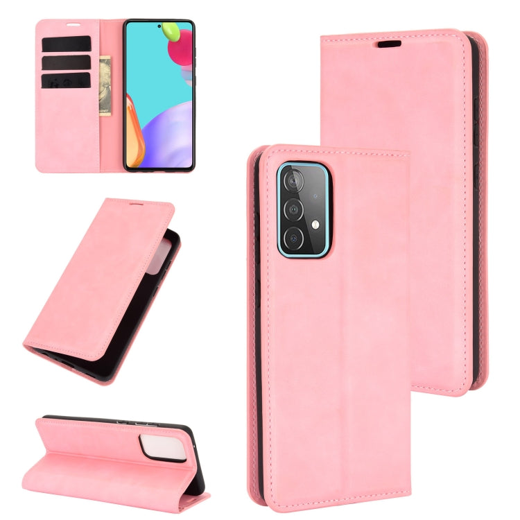Per Samsung Galaxy A52 5G Custodia in pelle con ventosa magnetica per affari retro-pelle con supporto, slot per carte e portafoglio, For Galaxy A52 5G