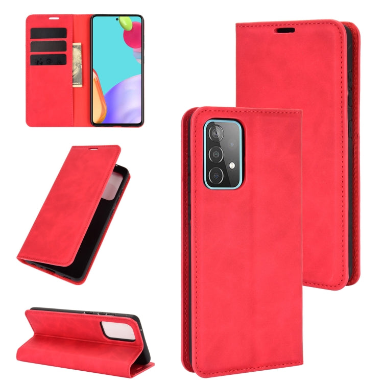 Per Samsung Galaxy A52 5G Custodia in pelle con ventosa magnetica per affari retro-pelle con supporto, slot per carte e portafoglio, For Galaxy A52 5G