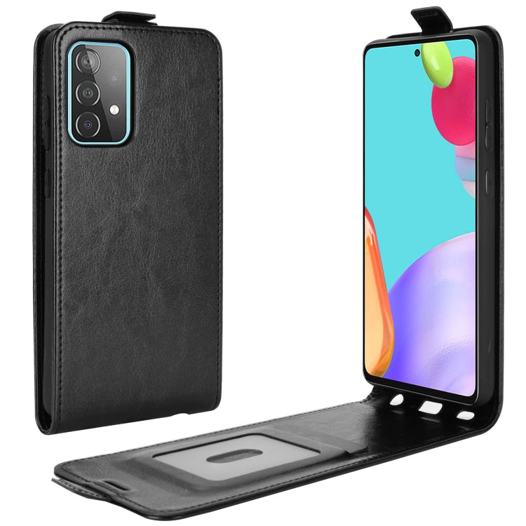 Per Samsung Galaxy A52 5G R64 Texture Custodia protettiva in pelle a vibrazione verticale singola con slot per schede e cornice per foto, For Galaxy A52 5G
