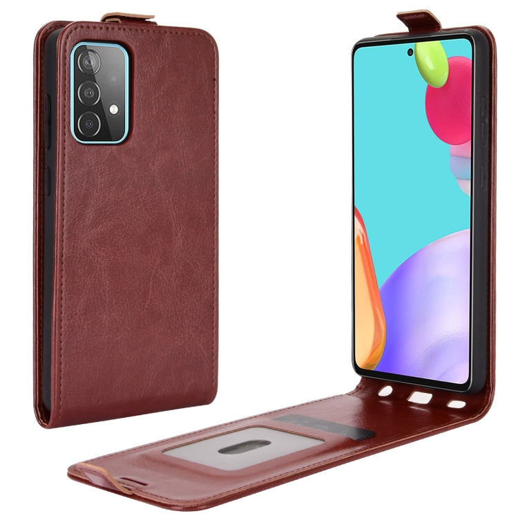 Per Samsung Galaxy A52 5G R64 Texture Custodia protettiva in pelle a vibrazione verticale singola con slot per schede e cornice per foto, For Galaxy A52 5G
