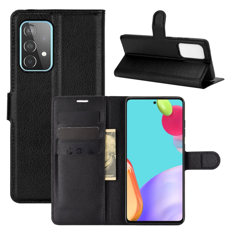 Per Samsung Galaxy A52 5G Litchi Texture Custodia protettiva a vibrazione orizzontale con supporto e slot per schede e portafoglio, For Galaxy A52 5G