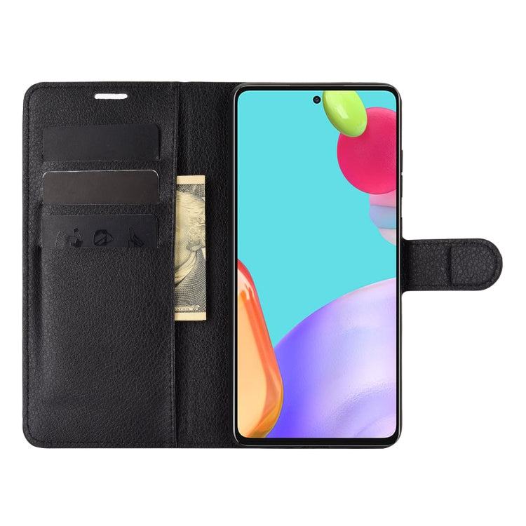 Per Samsung Galaxy A52 5G Litchi Texture Custodia protettiva a vibrazione orizzontale con supporto e slot per schede e portafoglio, For Galaxy A52 5G