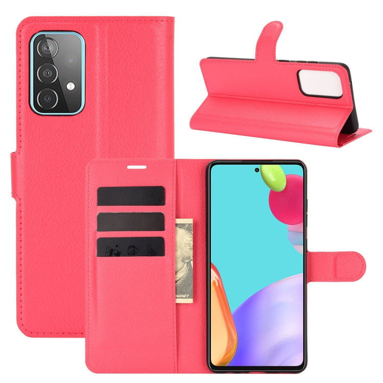 Per Samsung Galaxy A52 5G Litchi Texture Custodia protettiva a vibrazione orizzontale con supporto e slot per schede e portafoglio, For Galaxy A52 5G