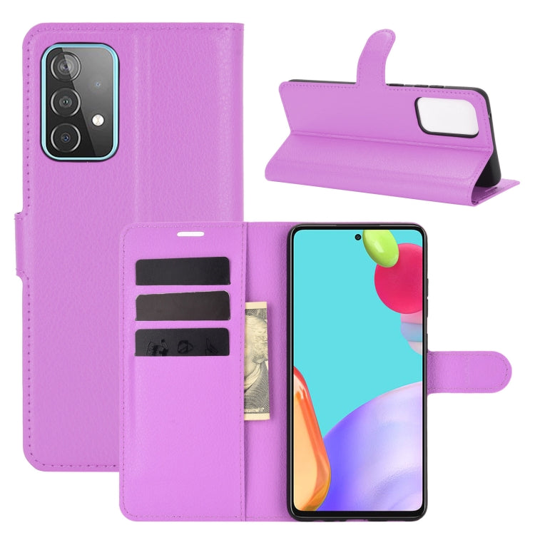 Per Samsung Galaxy A52 5G Litchi Texture Custodia protettiva a vibrazione orizzontale con supporto e slot per schede e portafoglio, For Galaxy A52 5G