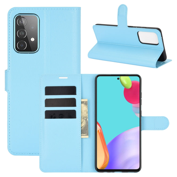 Per Samsung Galaxy A52 5G Litchi Texture Custodia protettiva a vibrazione orizzontale con supporto e slot per schede e portafoglio, For Galaxy A52 5G