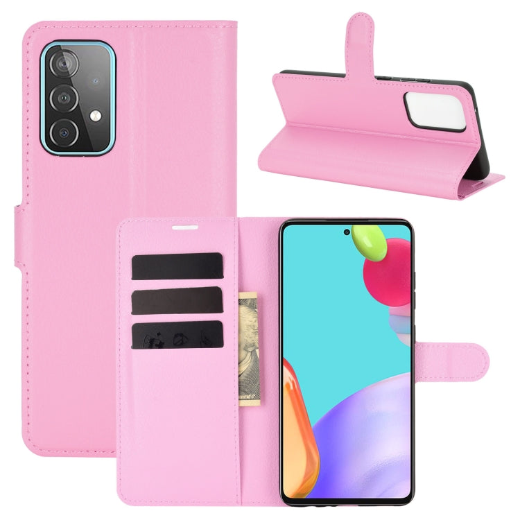 Per Samsung Galaxy A52 5G Litchi Texture Custodia protettiva a vibrazione orizzontale con supporto e slot per schede e portafoglio, For Galaxy A52 5G