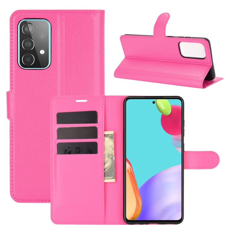Per Samsung Galaxy A52 5G Litchi Texture Custodia protettiva a vibrazione orizzontale con supporto e slot per schede e portafoglio, For Galaxy A52 5G