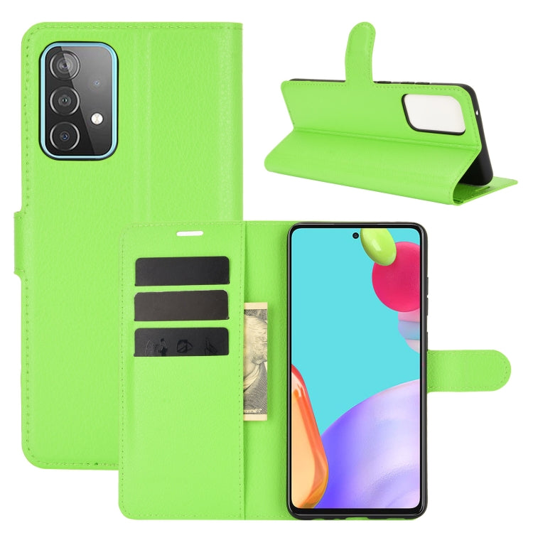 Per Samsung Galaxy A52 5G Litchi Texture Custodia protettiva a vibrazione orizzontale con supporto e slot per schede e portafoglio, For Galaxy A52 5G