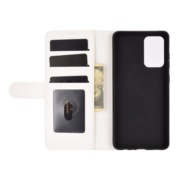 Per Samsung Galaxy A72 5G R64 Texture Custodia protettiva a vibrazione orizzontale singola con supporto e slot per schede e portafogli e cornice per foto, For Samsung Galaxy A72 5G