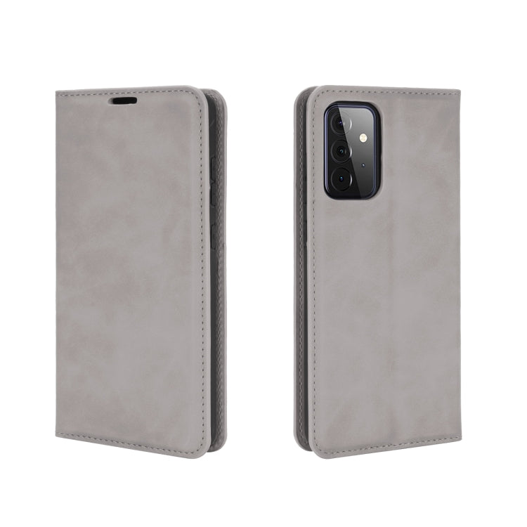 Per Samsung Galaxy A72 5G Custodia in pelle con ventosa magnetica per affari retro-pelle con supporto e slot per carte e portafoglio, For Galaxy A72 5G