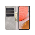 Per Samsung Galaxy A72 5G Custodia in pelle con ventosa magnetica per affari retro-pelle con supporto e slot per carte e portafoglio, For Galaxy A72 5G