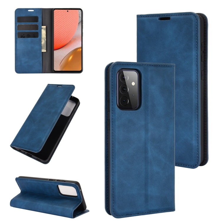 Per Samsung Galaxy A72 5G Custodia in pelle con ventosa magnetica per affari retro-pelle con supporto e slot per carte e portafoglio, For Galaxy A72 5G