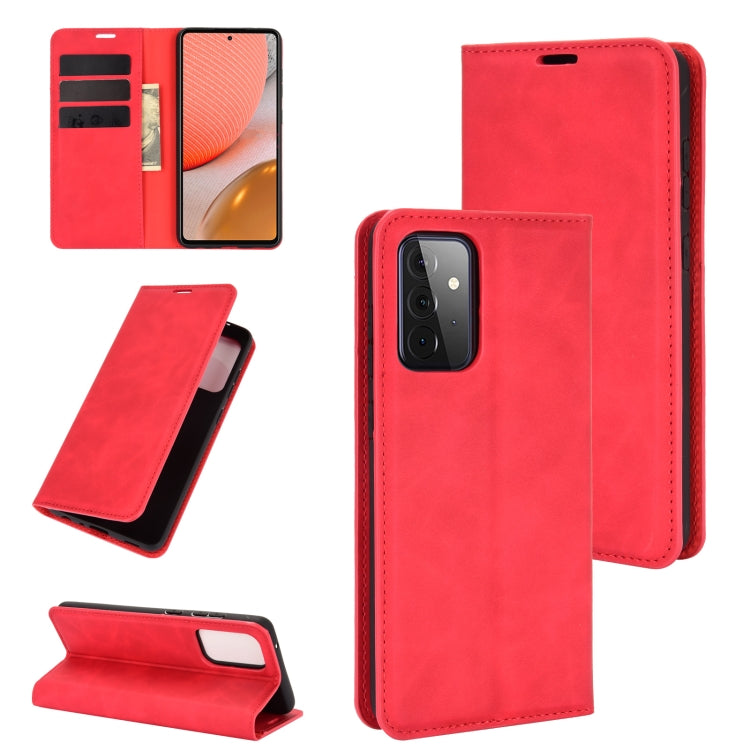 Per Samsung Galaxy A72 5G Custodia in pelle con ventosa magnetica per affari retro-pelle con supporto e slot per carte e portafoglio, For Galaxy A72 5G